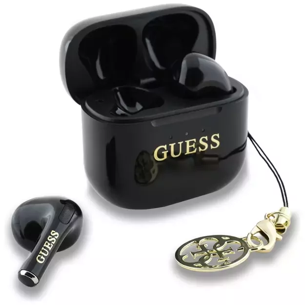 Guess Glossy Effect Printed Classic Logo &amp  Charm TWS headphones - black 1