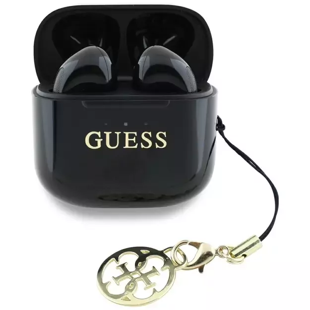 Guess Glossy Effect Printed Classic Logo &amp  Charm TWS headphones - black