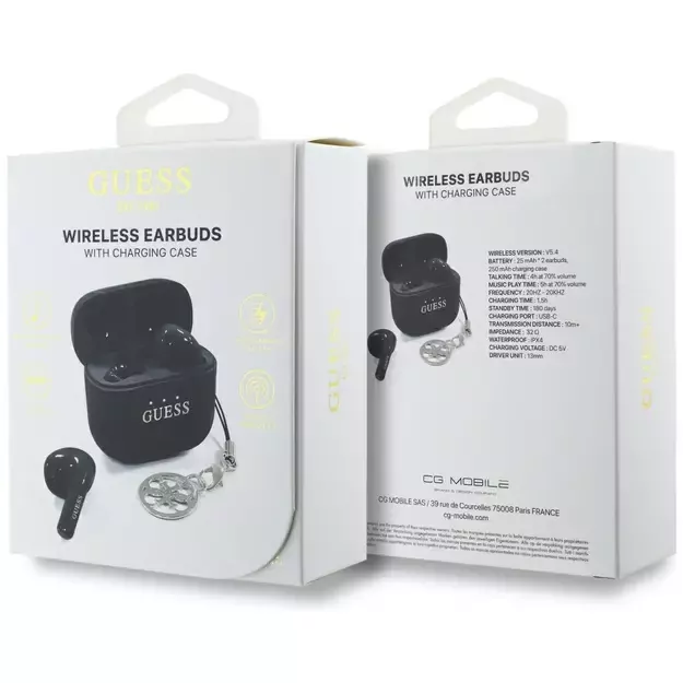 Guess Glossy Effect Printed Classic Logo &amp  Charm TWS headphones - black 5