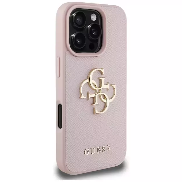 Guess Grained Big 4G Logo Small Classic Logo iPhone 16 Pro Case - Pink 10