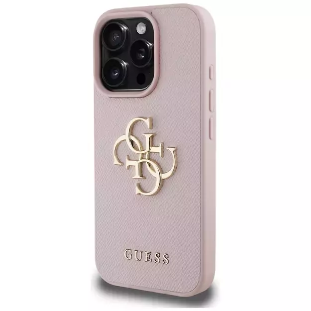 Guess Grained Big 4G Logo Small Classic Logo iPhone 16 Pro Case - Pink 8
