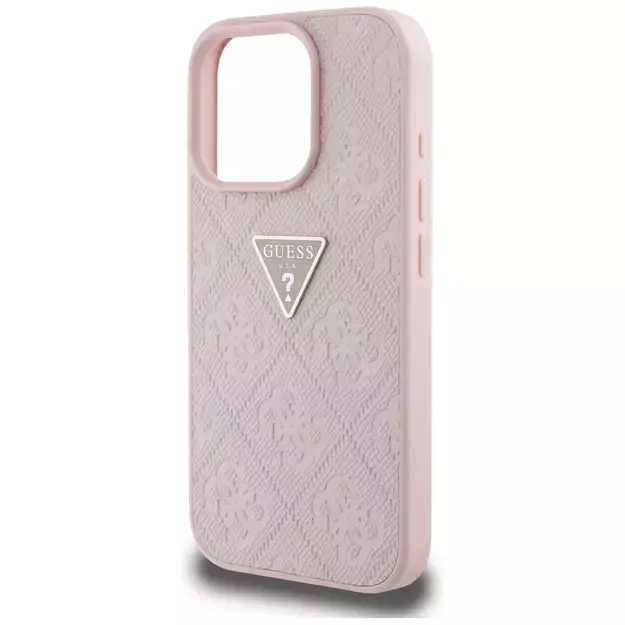 Guess Hot Stamp 4G Pattern Triangle Metal Logo iPhone 16 Pro Max Case - Pink 12