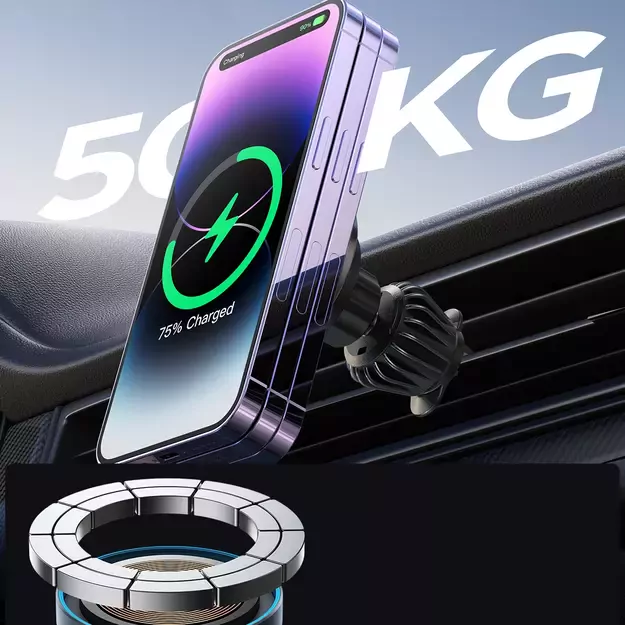 Joyroom magnetic car holder 15W wireless charger for air vent black (JR-ZS240 Pro) 8