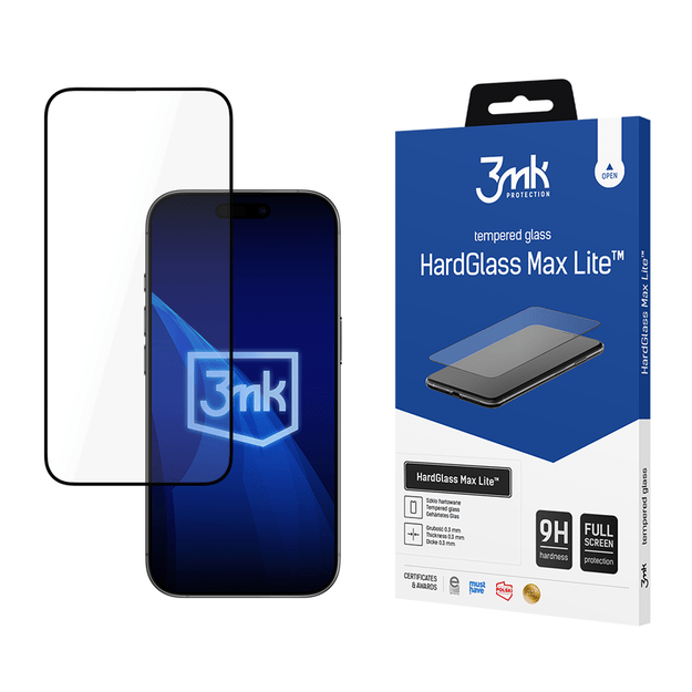 3mk HardGlass Max Lite Black Tempered Glass for iPhone 17 Pro