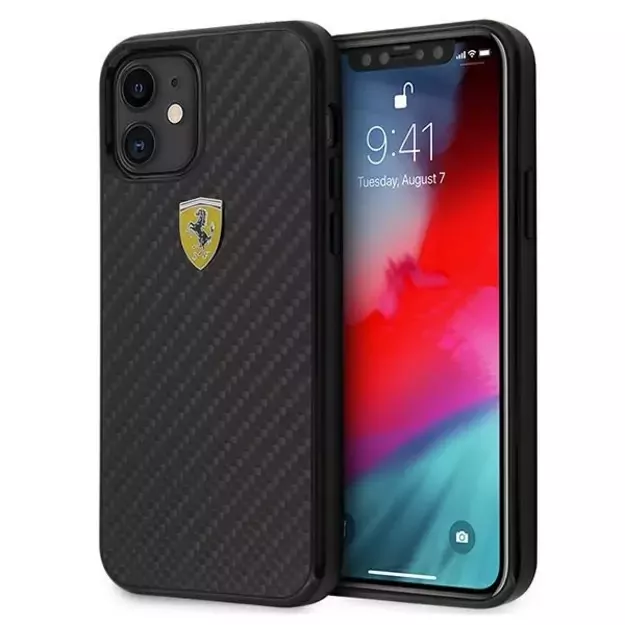 Ferrari FERCAHCP12SBK iPhone 12 mini 5.4&quot  black/black hardcase On Track Real Carbon