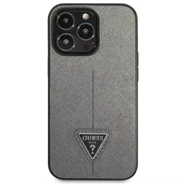 Guess Saffiano Triangle Logo case for iPhone 13 Pro / 13 6.1&quot  - silver 9