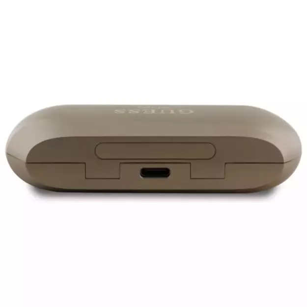 Guess Elongated Metalic Printed Logo Bluetooth TWS Headphones + Docking Station - Gold 9