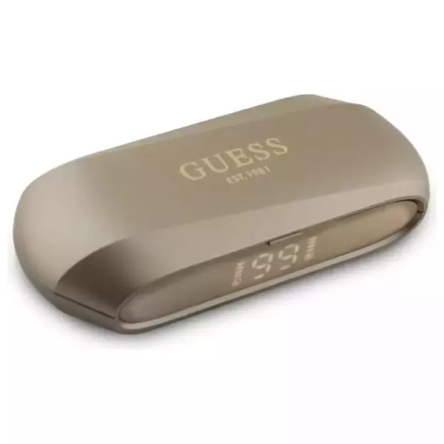 Guess Elongated Metalic Printed Logo Bluetooth TWS Headphones + Docking Station - Gold