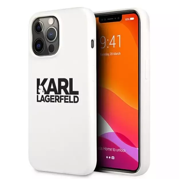 Karl Lagerfeld Silicone Stack Logo Case for iPhone 13 Pro / 13 6.1&quot  - White