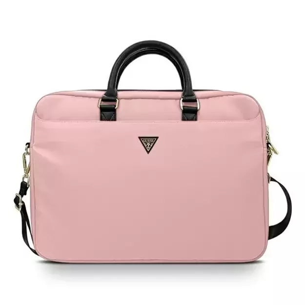 Guess Nylon Triangle Logo bag for a 16&quot  laptop - pink