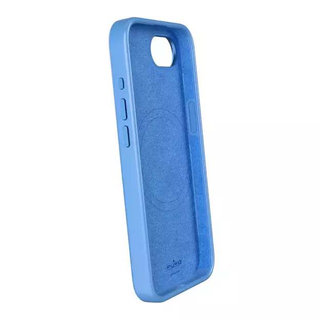 Puro Liquid Silicon Cover  ICON MAG PRO  with Magsafe, metal buttons and camera ring for iPhone 16E, blue 2