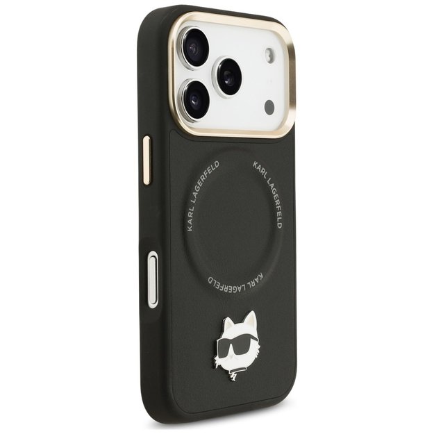 Karl Lagerfeld Big Strap Choupette Metal Logo MagSafe Case for iPhone 17 Pro - Black 3