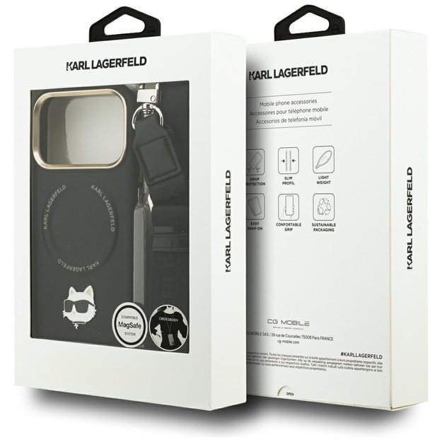 Karl Lagerfeld Big Strap Choupette Metal Logo MagSafe Case for iPhone 17 Pro - Black 9