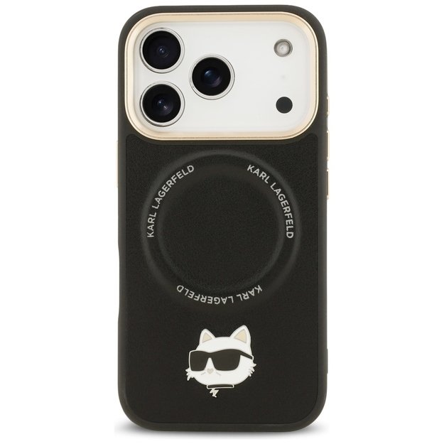 Karl Lagerfeld Big Strap Choupette Metal Logo MagSafe Case for iPhone 17 Pro - Black 2