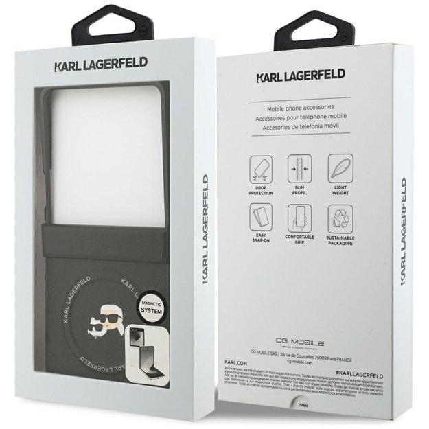 Karl Lagerfeld Karl&amp Choupette Pins MagSafe Case for Samsung Galaxy Z Flip 7 - Black 7