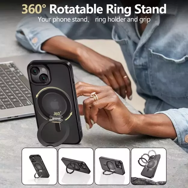 Tech-Protect MagRing MagSafe case for iPhone 16e - matte black 4