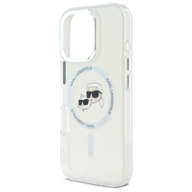 Karl Lagerfeld IML Metal Karl&amp Choupette Head MagSafe Case for iPhone 16 Pro Max - White 5