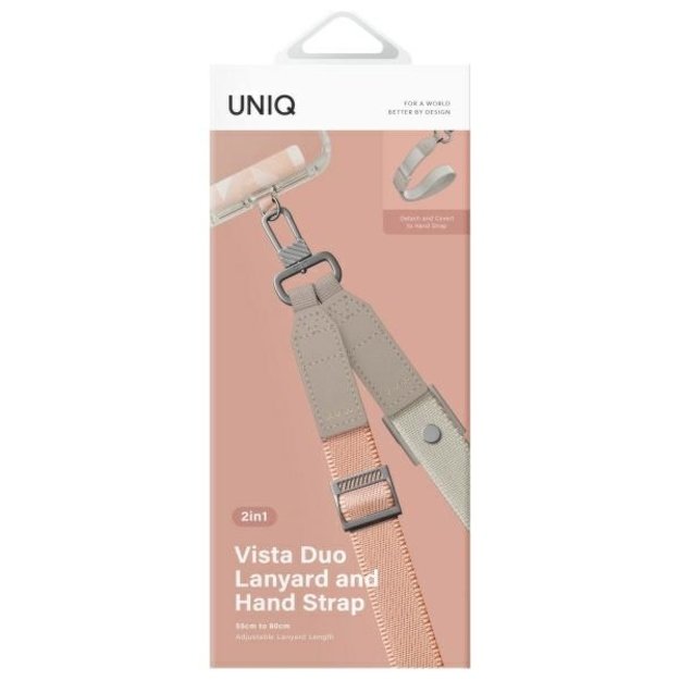 Uniq Vista 2-in-1 phone lanyard - peach and beige 3