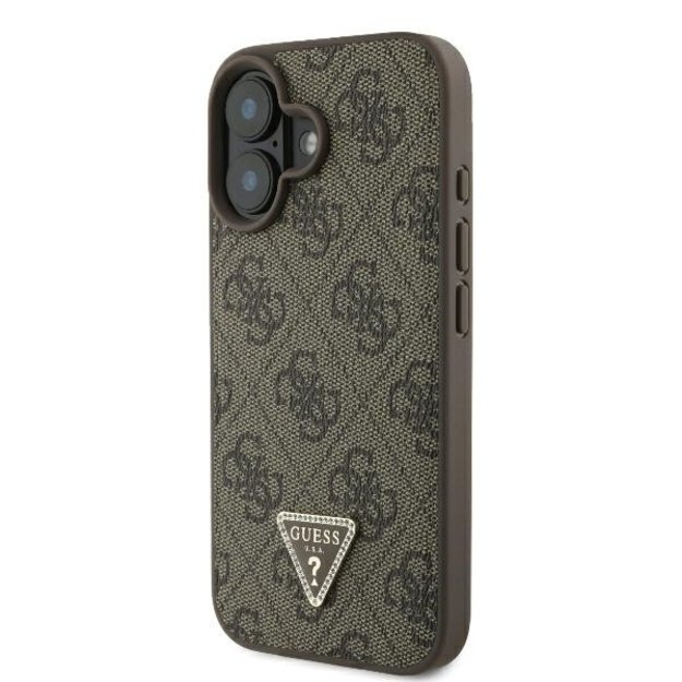 Guess Leather 4G Triangle Strass MagSafe iPhone 16 Case - Brown 1