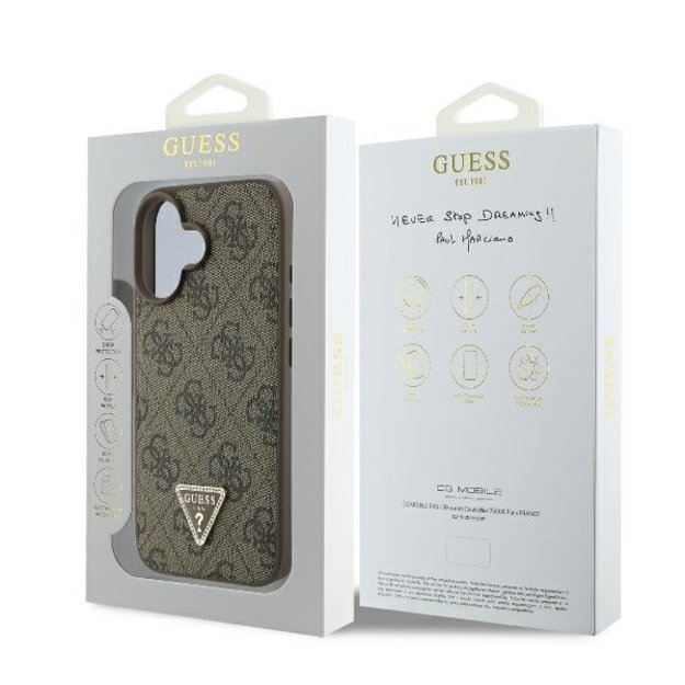 Guess Leather 4G Triangle Strass MagSafe iPhone 16 Case - Brown 7