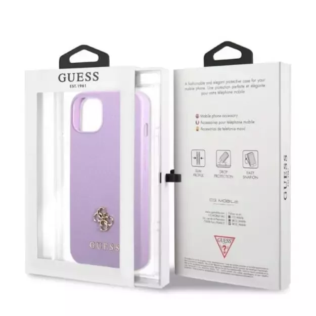 Guess GUHCP13SPS4MU iPhone 13 mini 5.4  purple/purple hardcase Saffiano 4G Small Metal Logo 14
