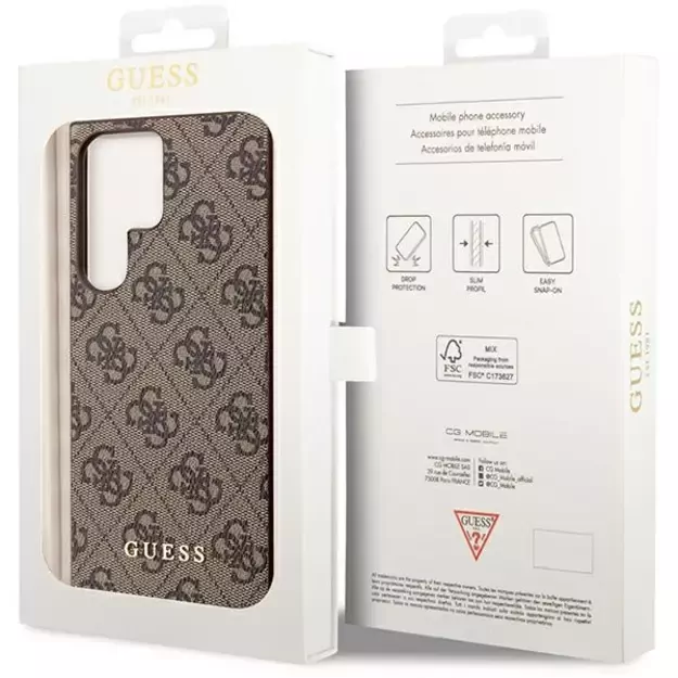 Guess GUHCS23LG4GFBR S23 Ultra S918 brown/brown hard case 4G Metal Gold Logo 7