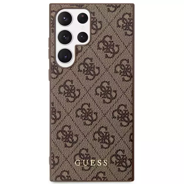 Guess GUHCS23LG4GFBR S23 Ultra S918 brown/brown hard case 4G Metal Gold Logo 2