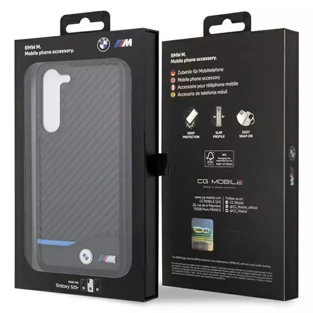 BMW Leather Carbon case for Samsung Galaxy S23+ - black 7