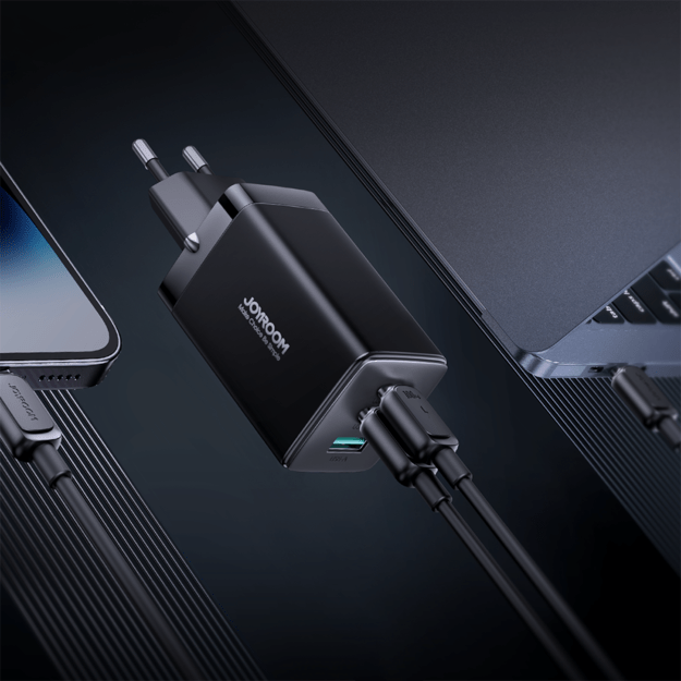 Joyroom fast GaN charger 65W USB-A, 2x USB-C black + USB-C - USB-C cable 100W 1.2m (TCG01) 12