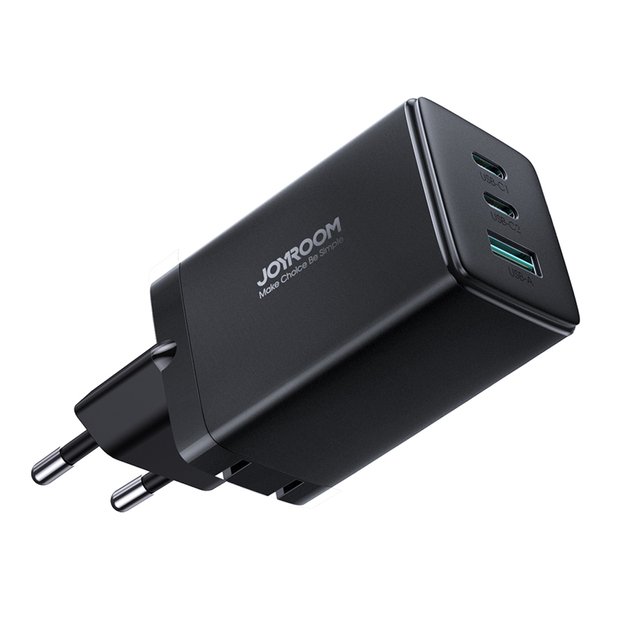 Joyroom fast GaN charger 65W USB-A, 2x USB-C black + USB-C - USB-C cable 100W 1.2m (TCG01) 1