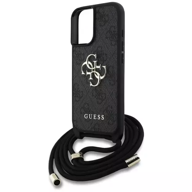 Guess 4G Big Logo Cord Stap Crossbody Case for iPhone 16 Plus Black 10