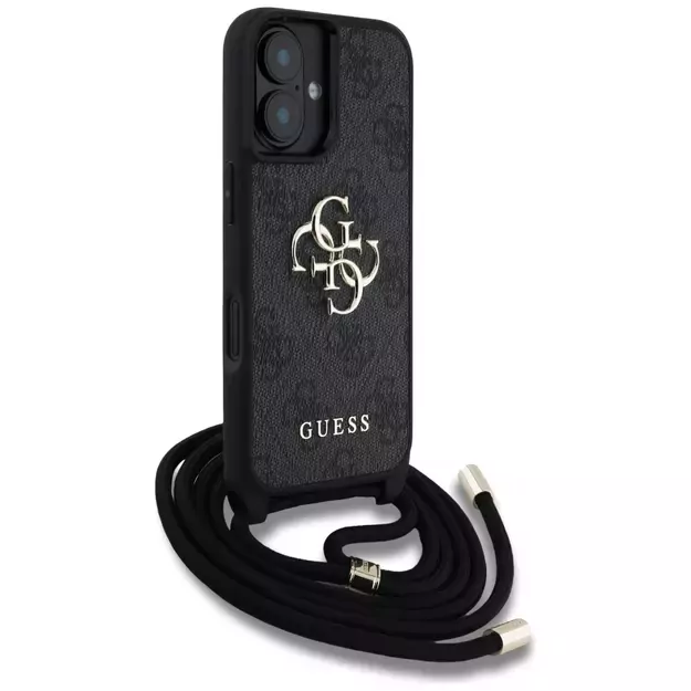 Guess 4G Big Logo Cord Stap Crossbody Case for iPhone 16 Plus Black 8