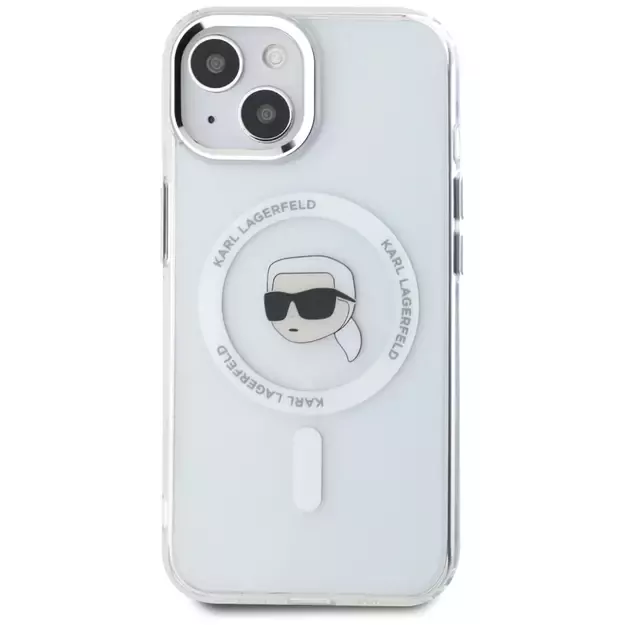 Karl Lagerfeld IML Metal Karl Head MagSafe Case for iPhone 15 White 2