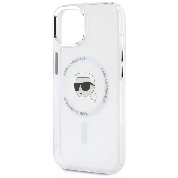 Karl Lagerfeld IML Metal Karl Head MagSafe Case for iPhone 15 White 5