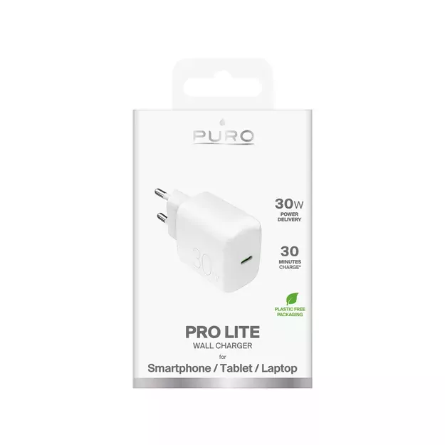 Puro PROLITE 30W USB-C Wall Charger - White 1
