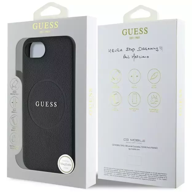 Guess PU Grained Classic Logo case with MagSafe for iPhone 16e - black 14