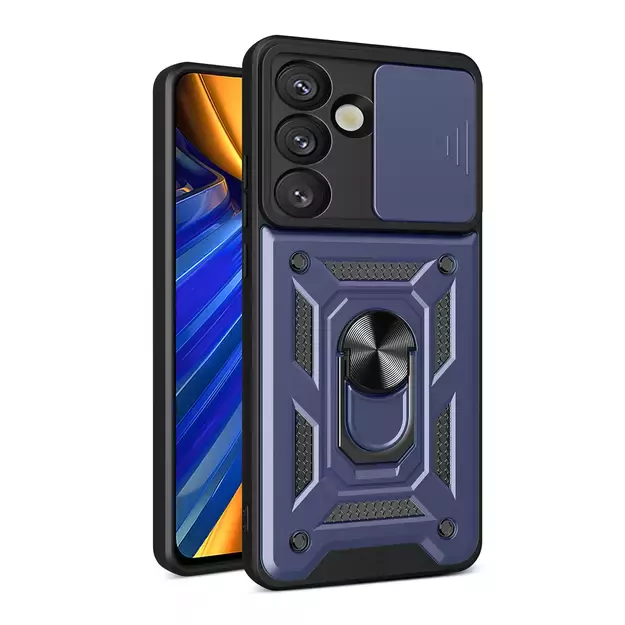 Hybrid Armor Camshield with Stand and Camera Cover for Samsung Galaxy S25 Edge - Blue