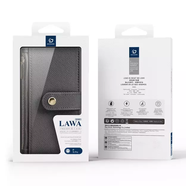 Dux Ducis Lawa Leather Case for iPhone 15 Pro - Gray 2