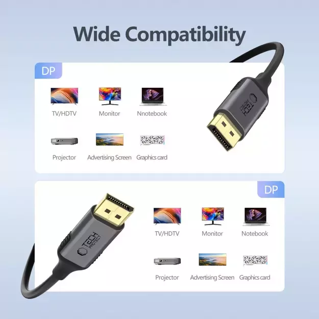 Tech-Protect UltraBoost DisplayPort to DisplayPort 1.4 4K 60Hz Cable 2m - Black 5