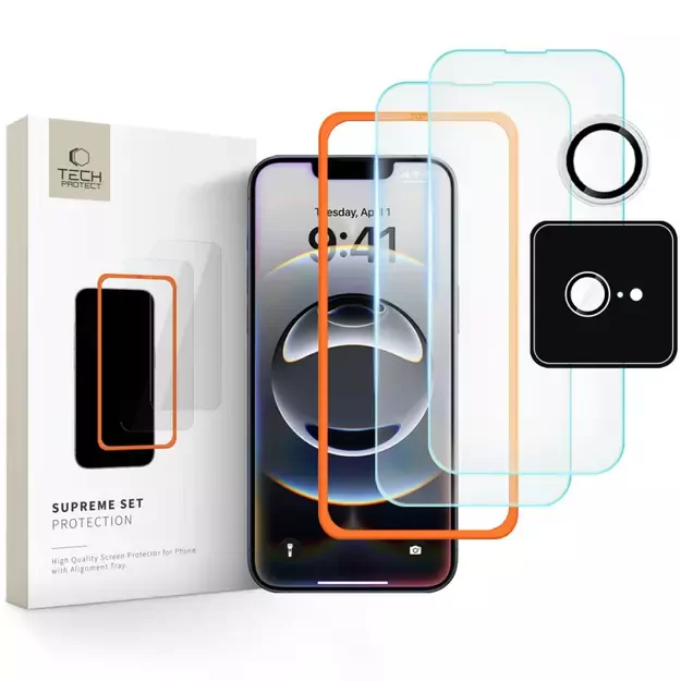 Tech-Protect Supreme Tempered Glass Set 3-Pack for iPhone 16e - Clear