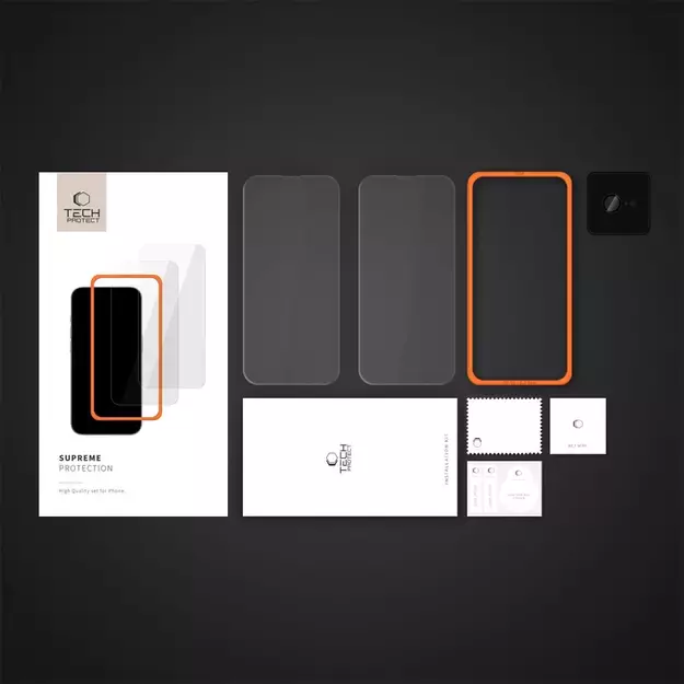 Tech-Protect Supreme Tempered Glass Set 3-Pack for iPhone 16e - Clear 10
