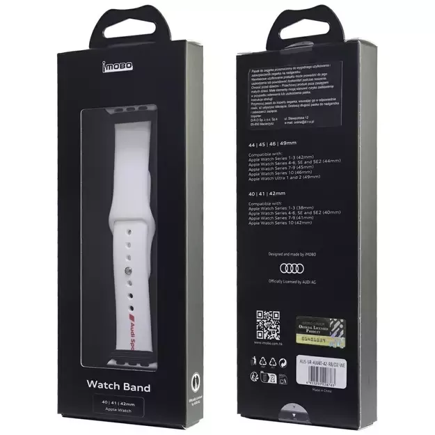 Audi Sport Red Logo Silicone Watch Strap for Apple Watch 40 / 41 / 42 mm - white 3