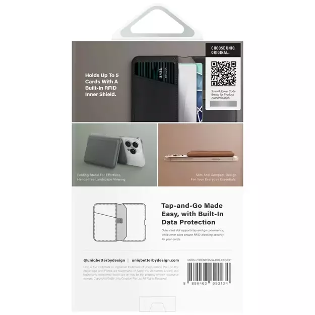 Uniq Lyden DS RFID Magnetic Wallet with Phone Stand - Black 4