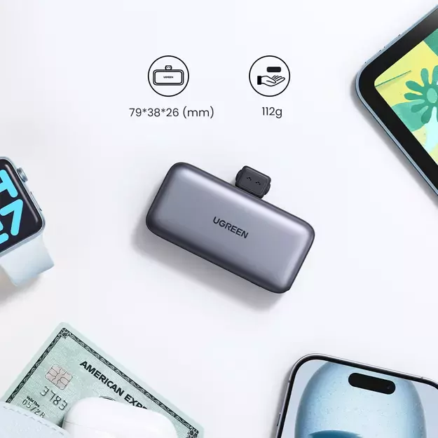 Ugreen PB503 5000mAh powerbank with USB-C port and integrated USB-C connector - gray 16