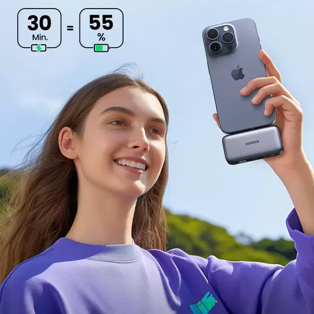 Ugreen PB503 5000mAh powerbank with USB-C port and integrated USB-C connector - gray 11