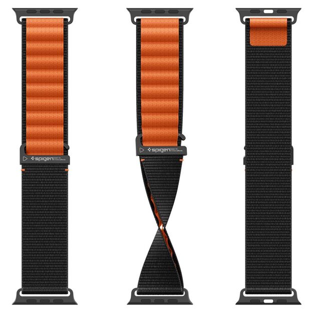 Spigen WBF1 Strap for Apple Watch 44 / 45 / 46 / 49 mm - Black and Orange 8