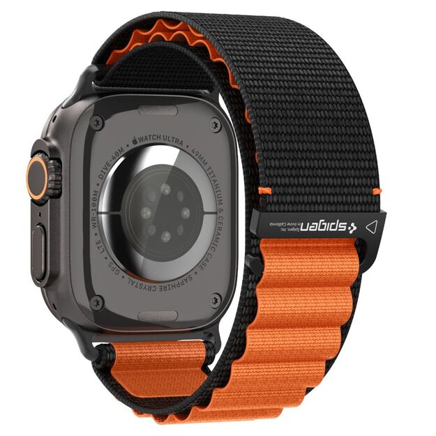 Spigen WBF1 Strap for Apple Watch 44 / 45 / 46 / 49 mm - Black and Orange 1