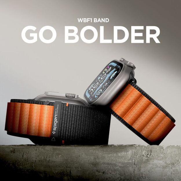 Spigen WBF1 Strap for Apple Watch 44 / 45 / 46 / 49 mm - Black and Orange 10