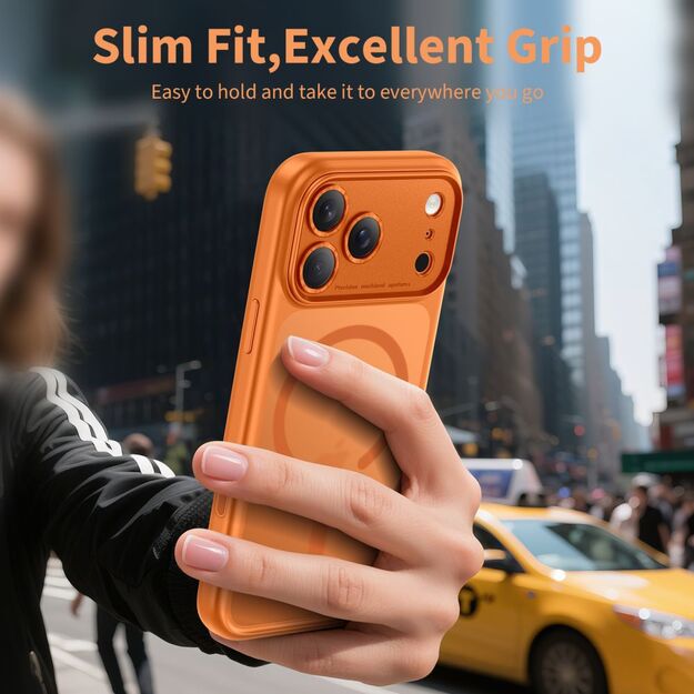 Tech-Protect Magpeak Magsafe CC Case for iPhone 17 Pro Max - Matte Orange 5