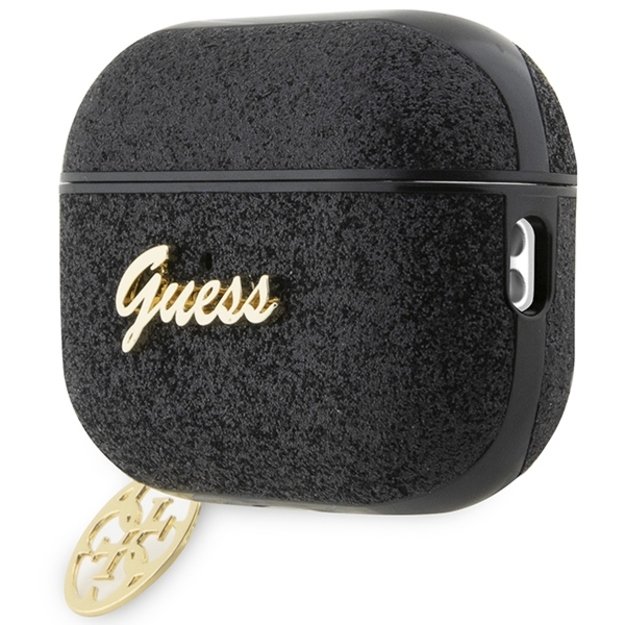 Guess GUAP2GLGSHK AirPods Pro 2 cover black/black Glitter Flake 4G Charm 5